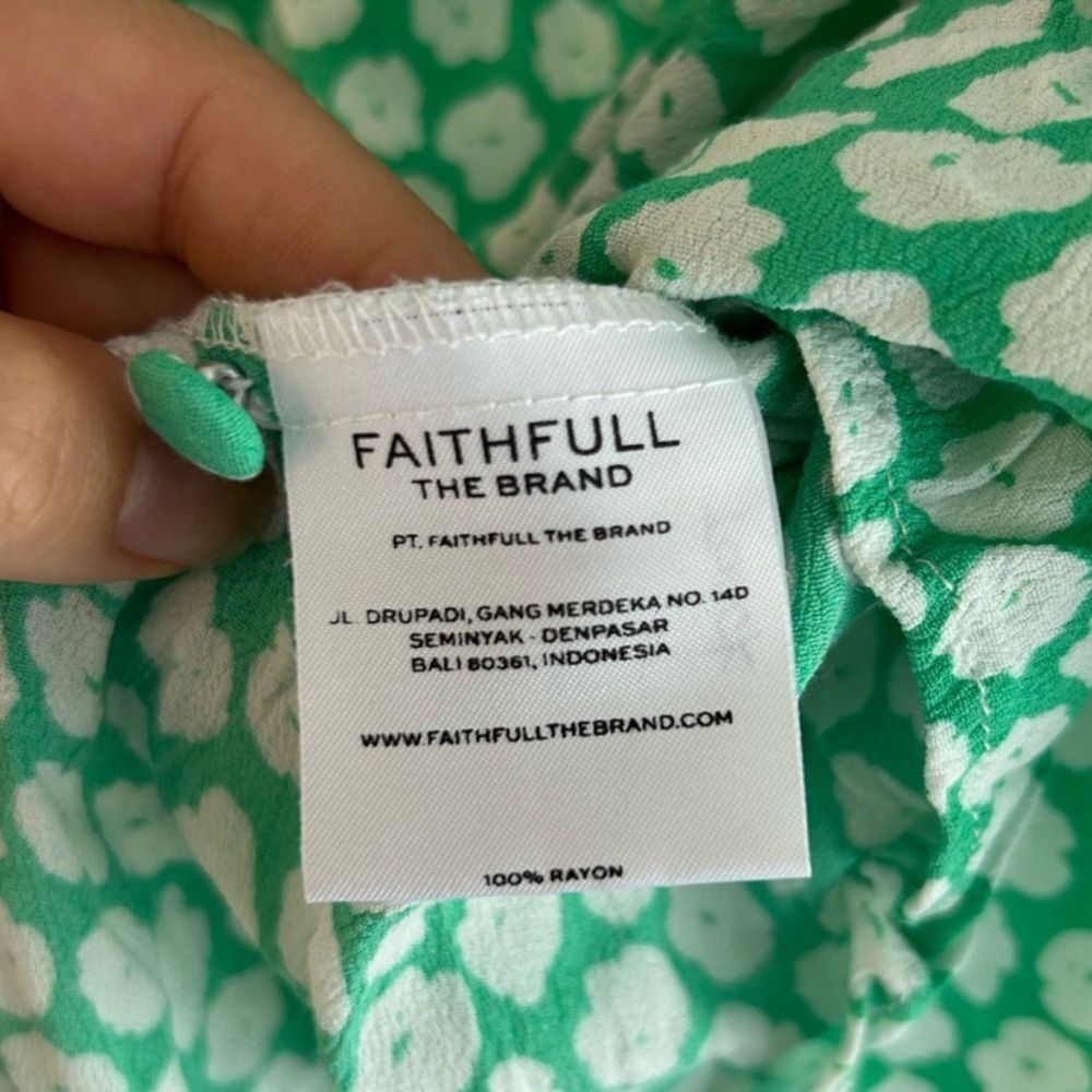 Faithfull the Brand La Barben Mini Dress Cora Floral
green Sz M babydoll rayon - Picture 10 of 13